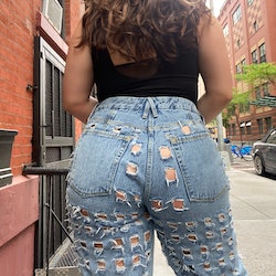 good american light wash good '90s laser butt cut-out jeans