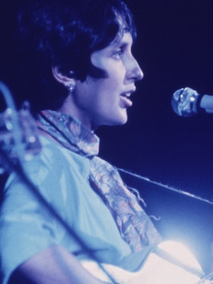 American folk singer Joan Baez performed at Woodstock 1969.