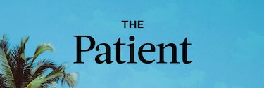 "The Patient" text with the sky in the background and palm tree branches in the bottom left corner 