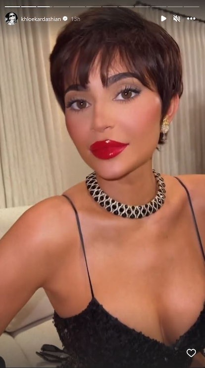 Kylie Jenner dressed as mom Kris Jenner in sister Khloé Kardashian Instagram stories.